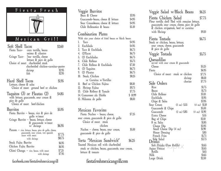 Fiesta Fresh Mexican Grill - Hilton Head Island, SC menu_pic
