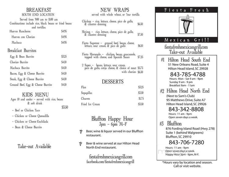 Fiesta Fresh Mexican Grill - Hilton Head Island, SC menu_pic