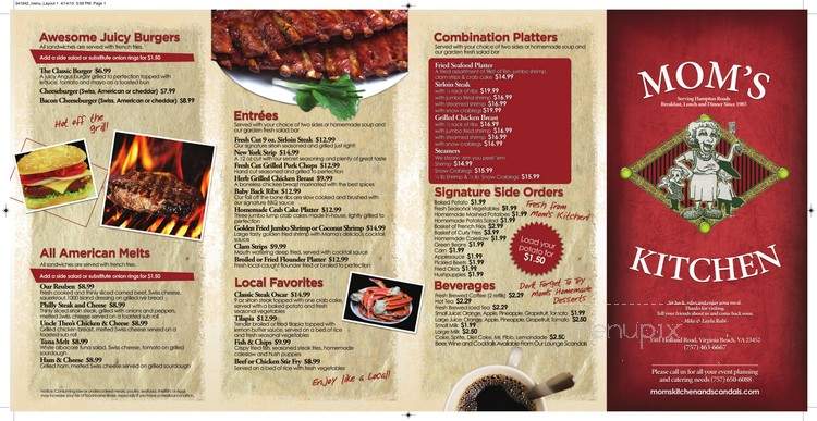 Mom's Kitchen & Scandals - Virginia Beach, VA menu_pic