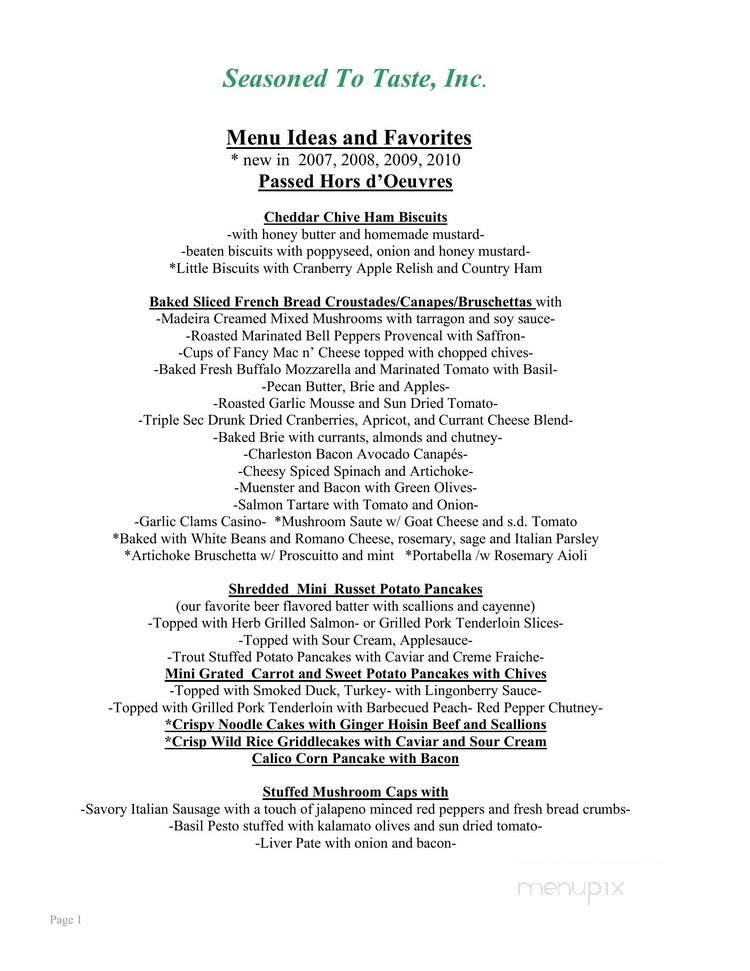 Seasoned To Taste - Leesburg, VA menu_pic