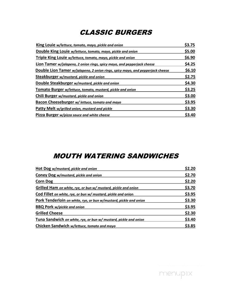 King Louie's Drive-In - Wood River, IL menu_pic