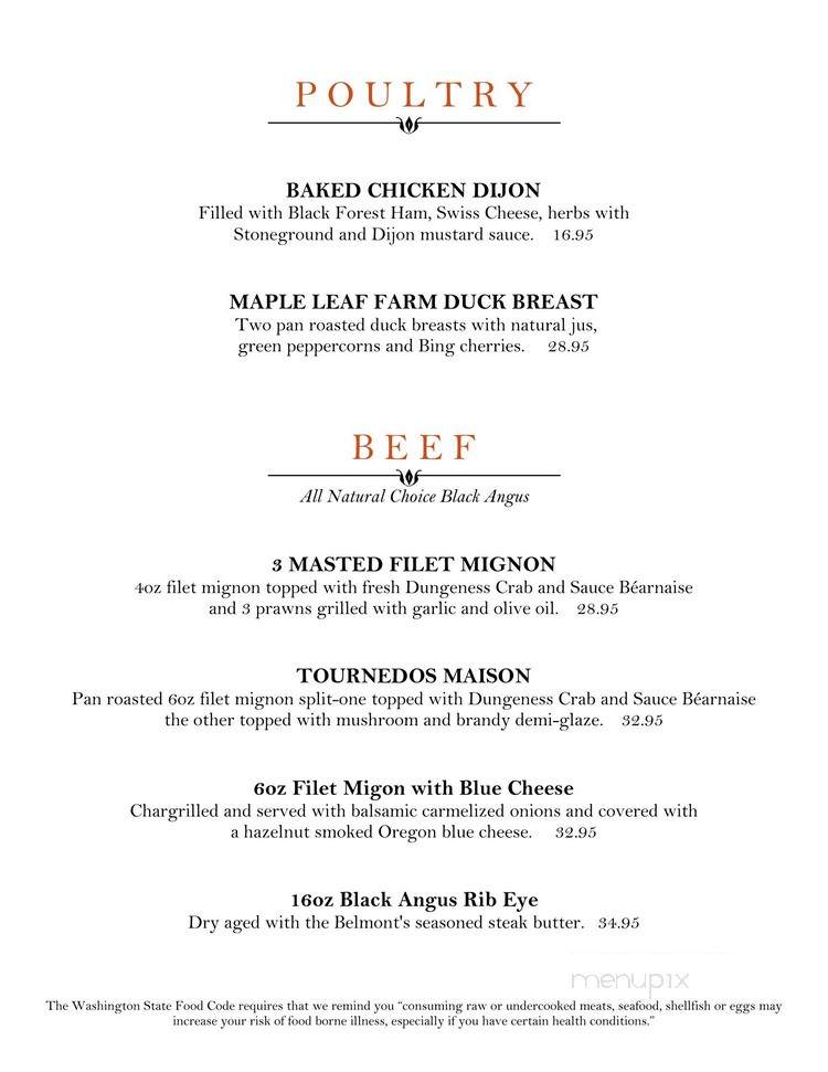 Belmont - Port Townsend, WA menu_pic