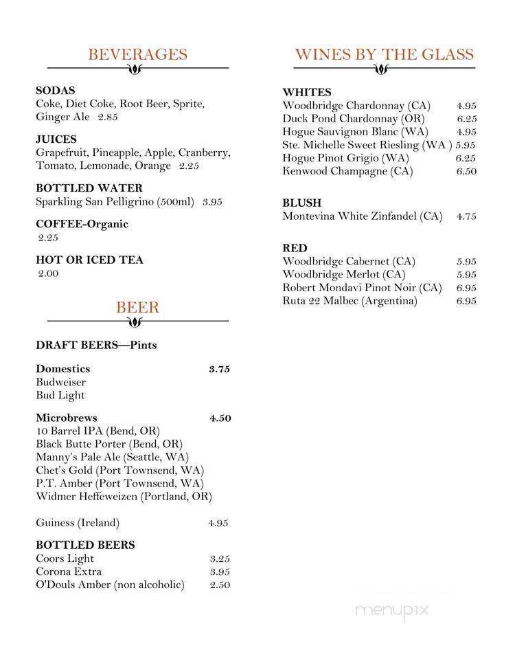 Belmont - Port Townsend, WA menu_pic