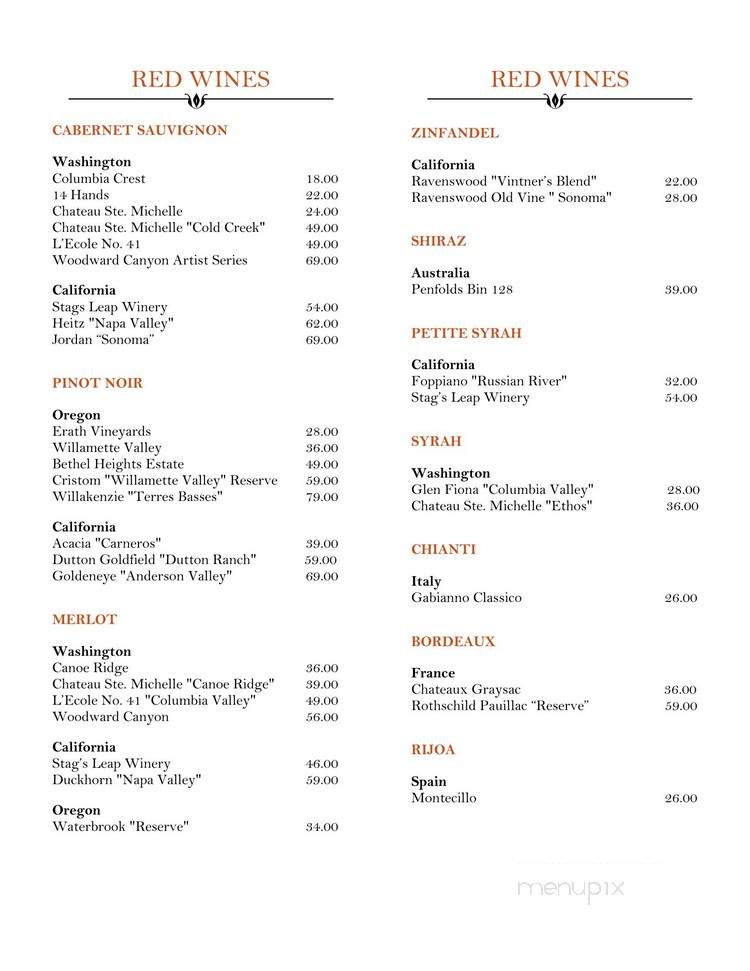 Belmont - Port Townsend, WA menu_pic