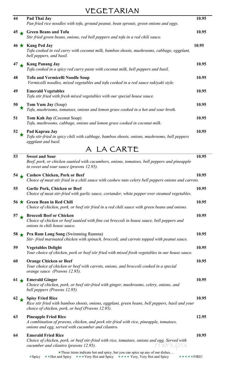 Emerald Thai Cuisine - Des Moines, WA menu_pic