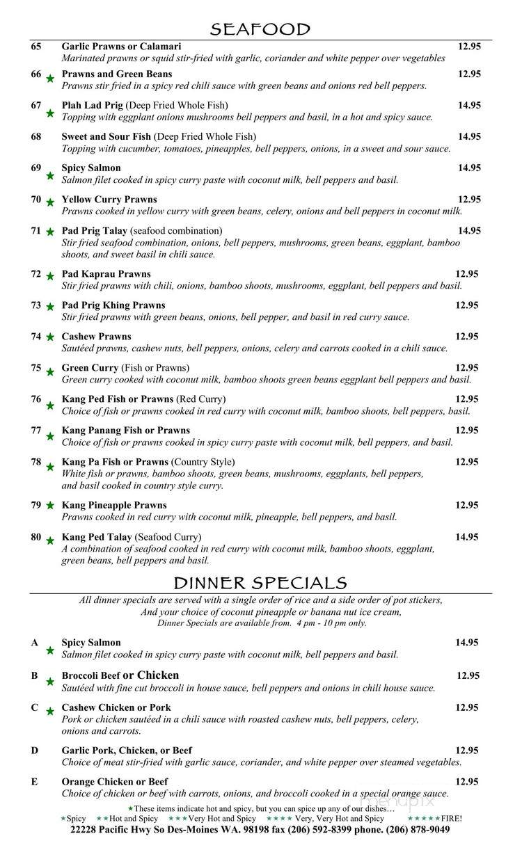 Emerald Thai Cuisine - Des Moines, WA menu_pic