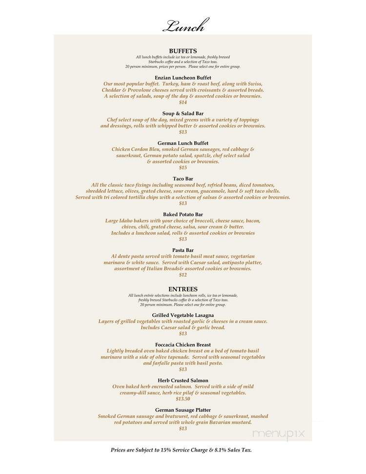 Enzian Inn - Leavenworth, WA menu_pic