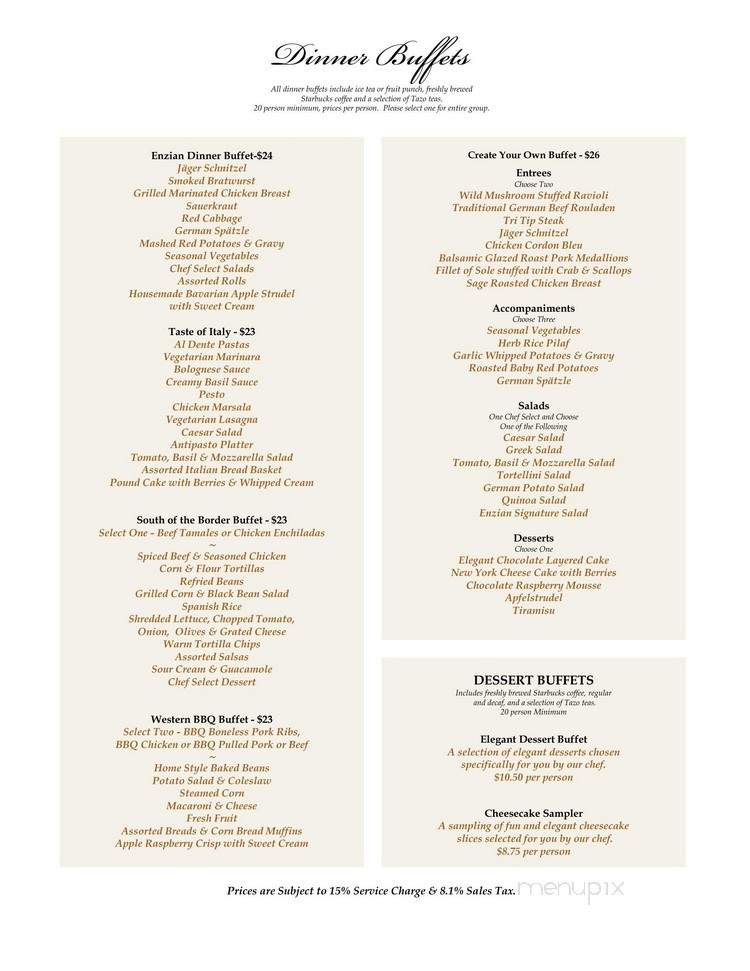 Enzian Inn - Leavenworth, WA menu_pic