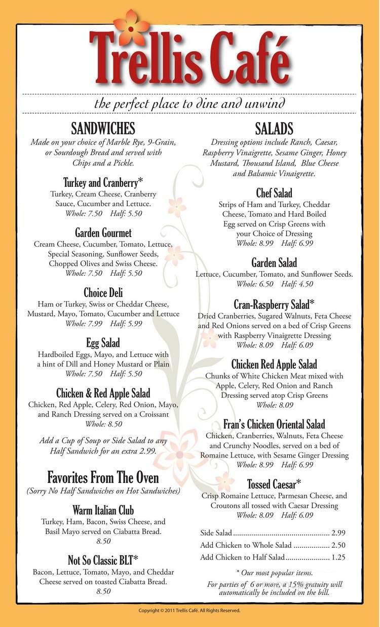 Exhibitors Trellis Cafe - Puyallup, WA menu_pic
