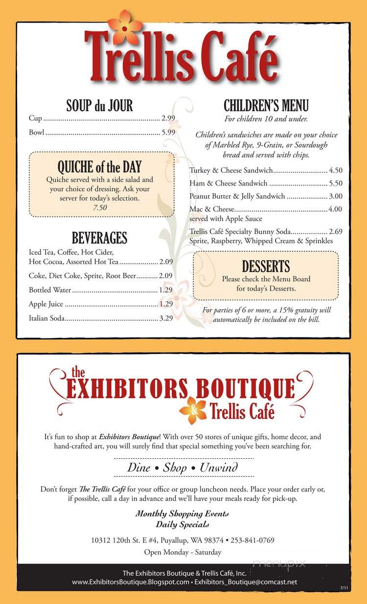 Exhibitors Trellis Cafe - Puyallup, WA menu_pic