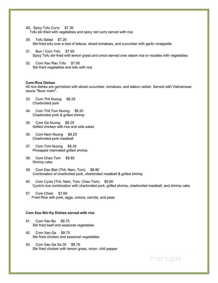 Pho Cyclo Cafe - Seattle, WA menu_pic
