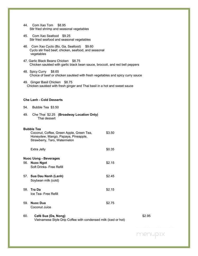 Pho Cyclo Cafe - Seattle, WA menu_pic