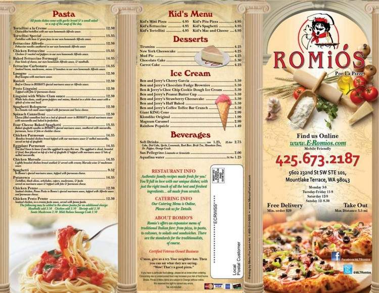 Romios Pizza & Pasta - Mountlake Terrace, WA