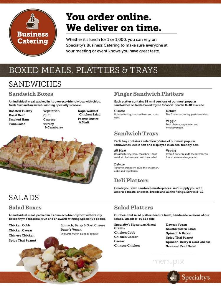 Specialtys Cafe & Bakery - Seattle, WA menu_pic