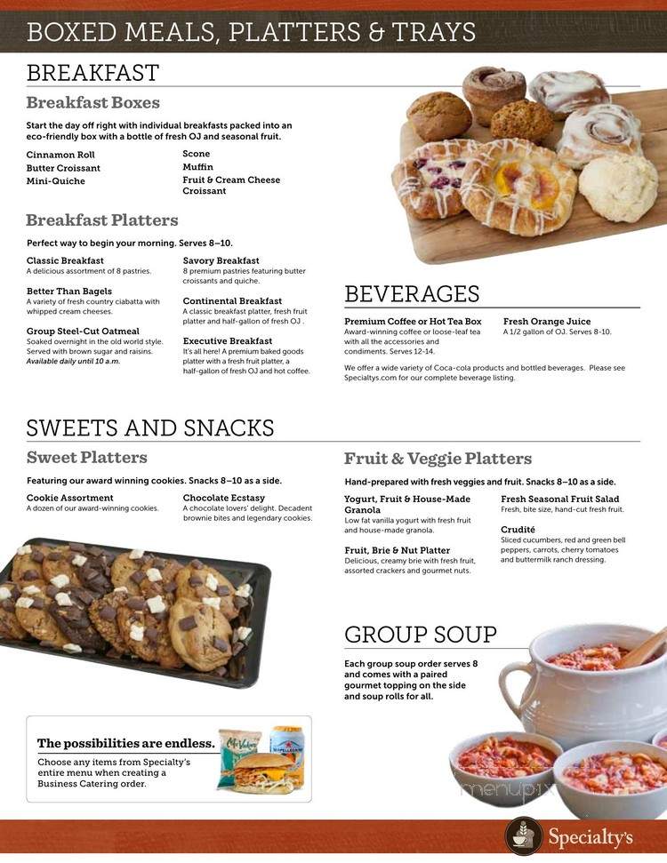 Specialtys Cafe & Bakery - Seattle, WA menu_pic