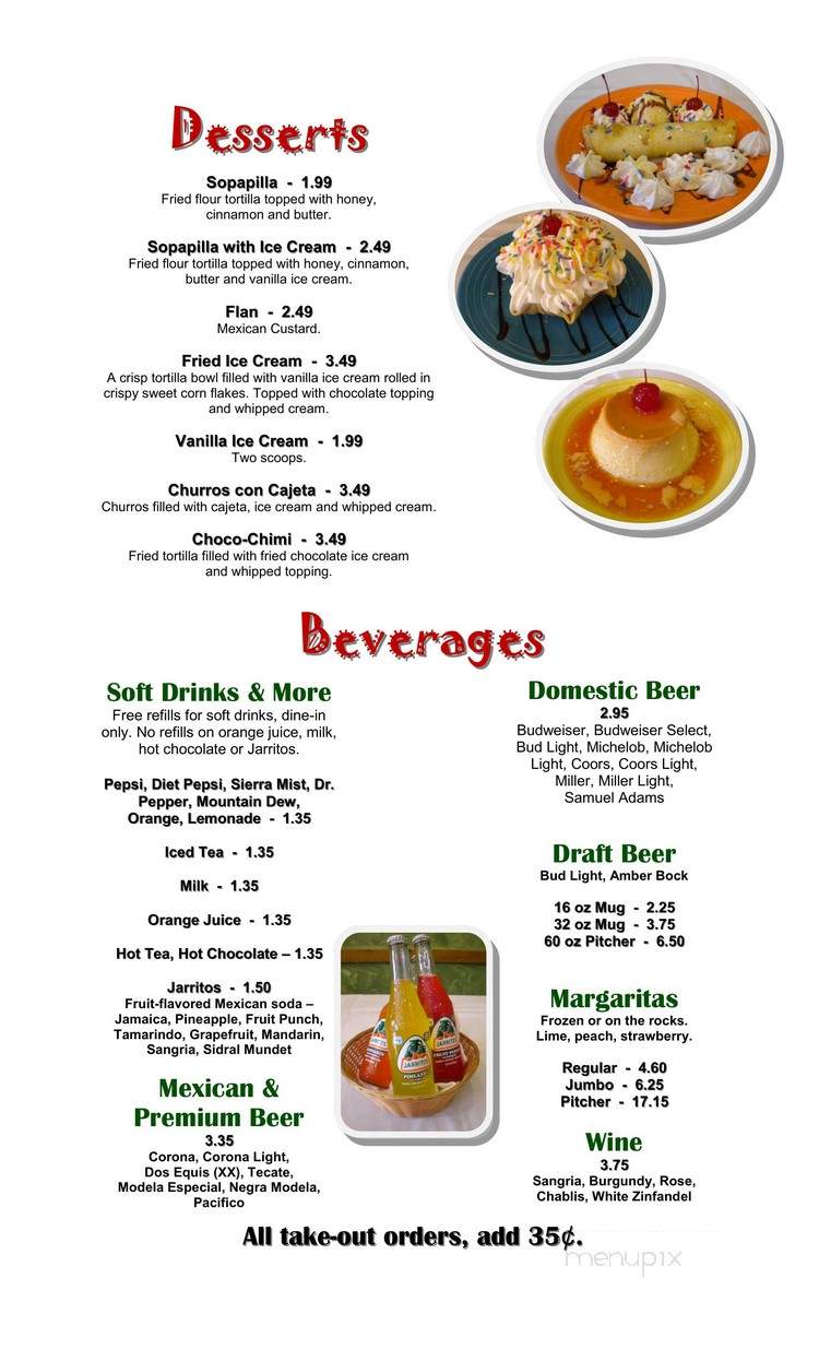 Hacienda Mexican Restaurant - Madison, WV menu_pic