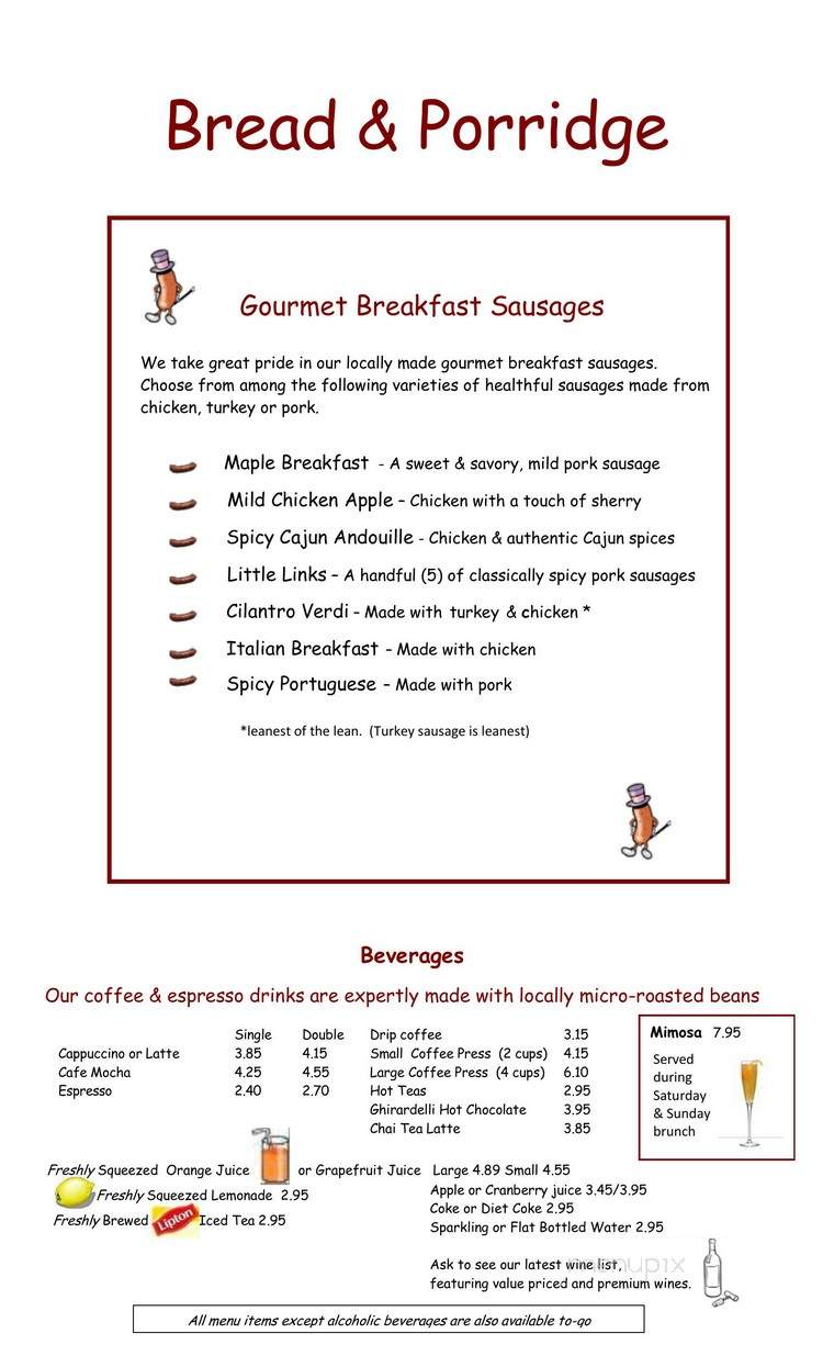 Bread & Porridge - Santa Monica, CA menu_pic