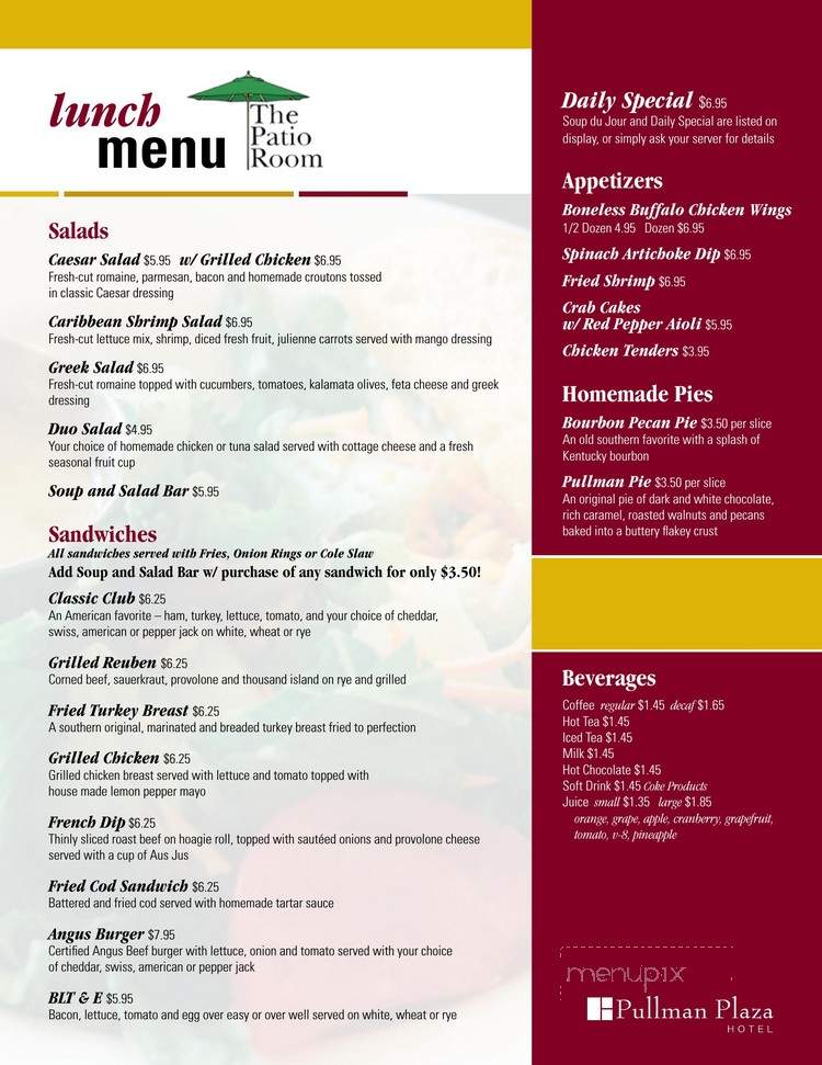 Patio Room - Huntington, WV menu_pic