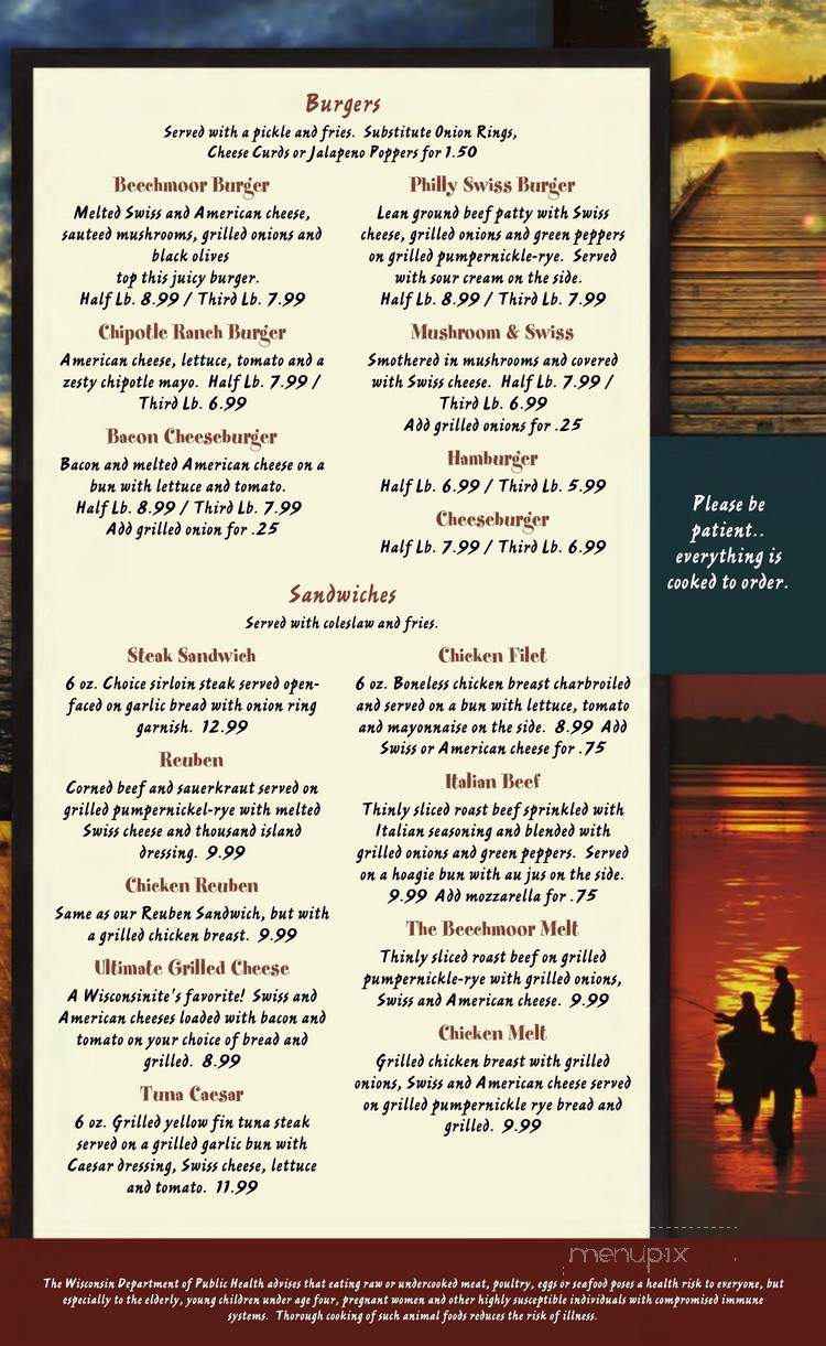 Beechmoor Restaurant & Lounge - Stone Lake, WI menu_pic