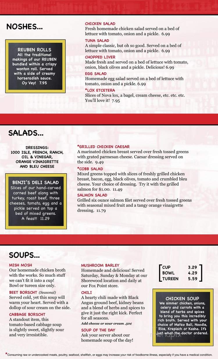 Benji's Delicatessen & Restaurant - Milwaukee, WI menu_pic