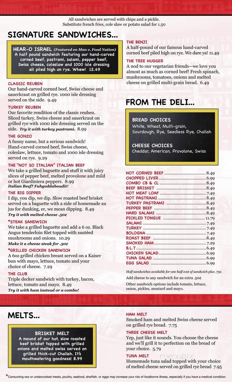 Benji's Delicatessen & Restaurant - Milwaukee, WI menu_pic