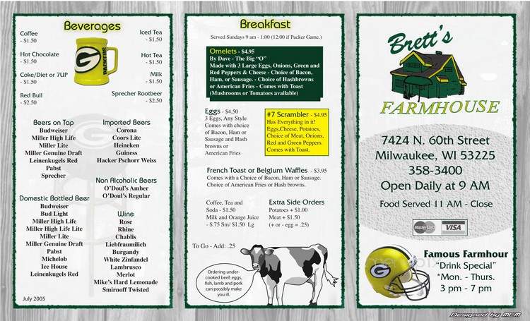 Brett's Farmhouse - Milwaukee, WI menu_pic