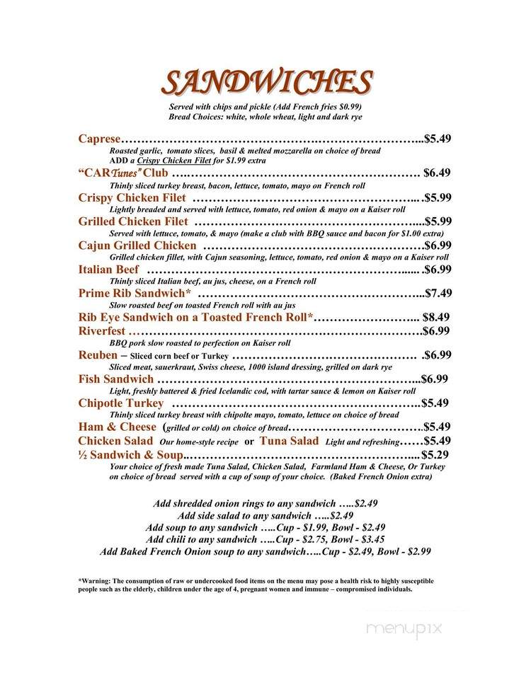 Cartunes Grill & Bar - Beloit, WI menu_pic