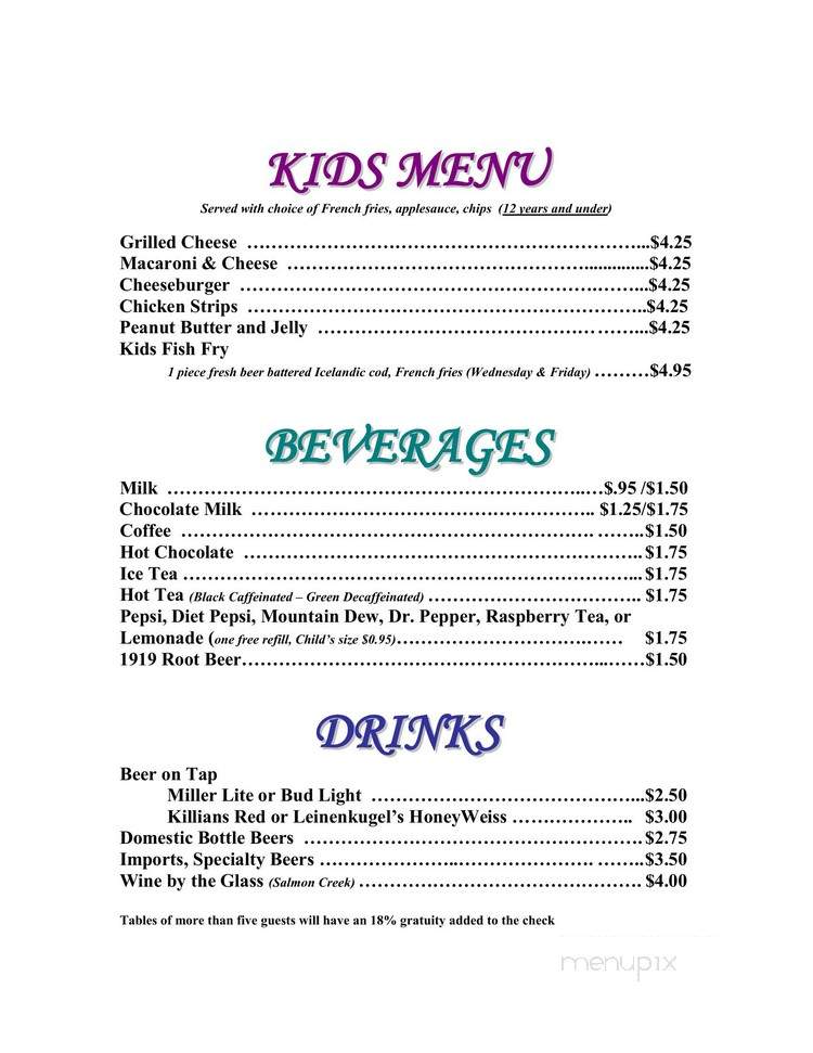 Cartunes Grill & Bar - Beloit, WI menu_pic