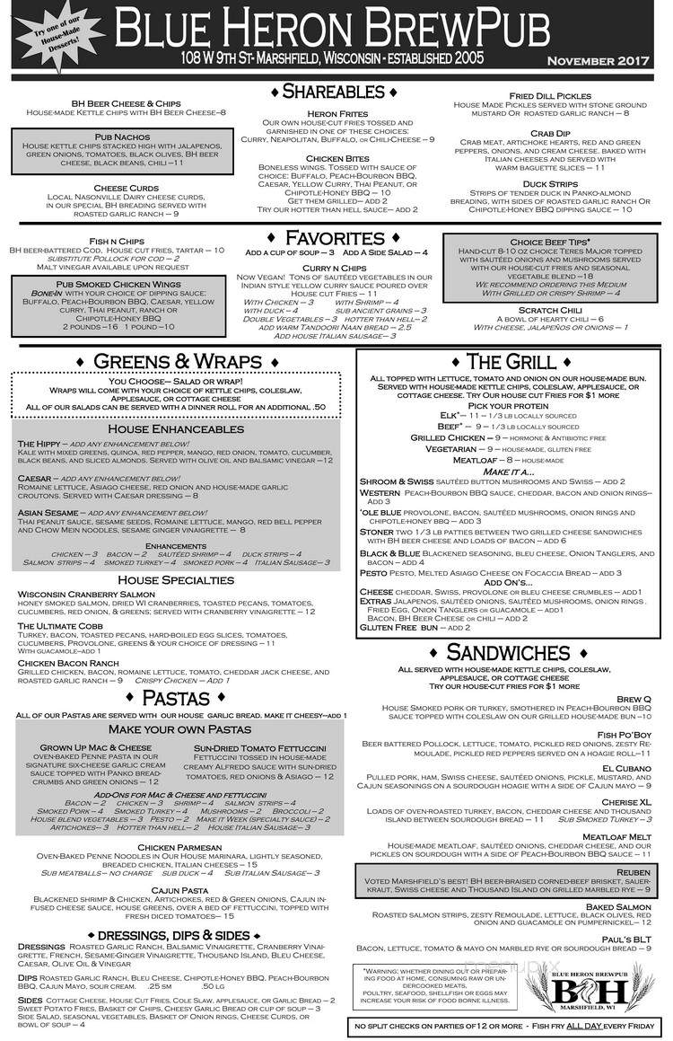 Central Waters Brew Pub - Marshfield, WI menu_pic