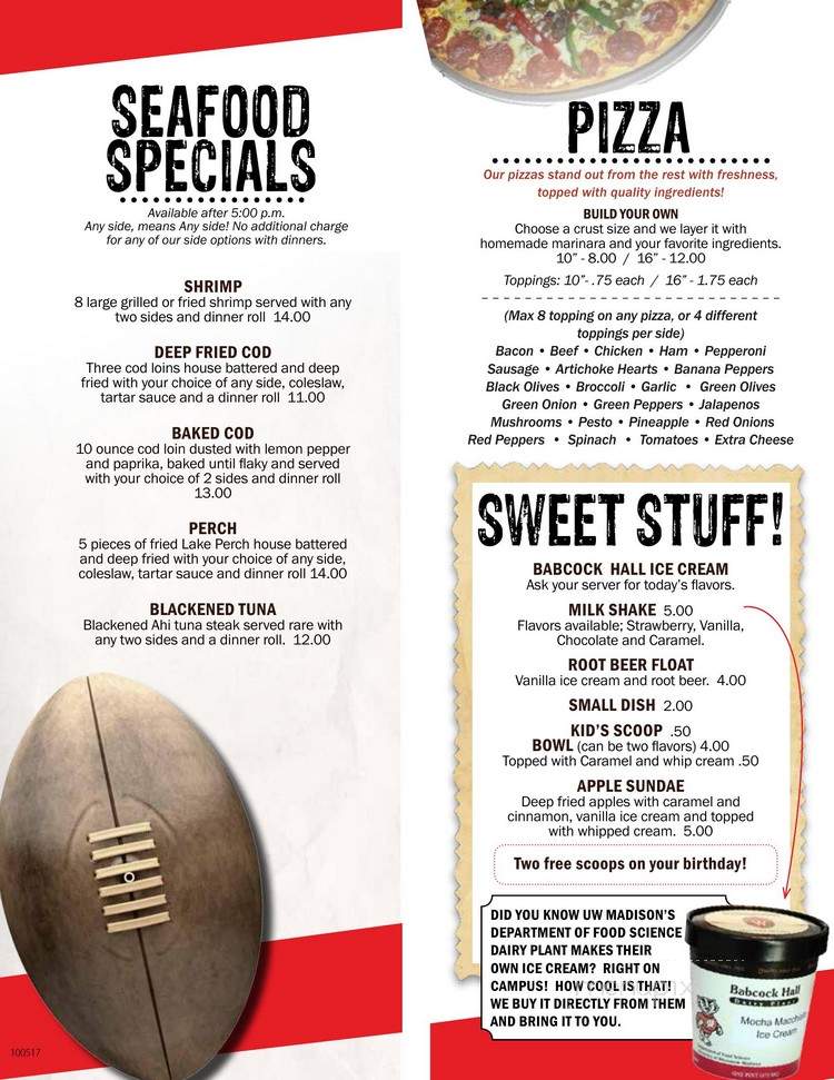 Deaks Pub & Grill - Stoughton, WI menu_pic
