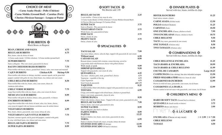 Guadalajara Restaurant - Milwaukee, WI menu_pic