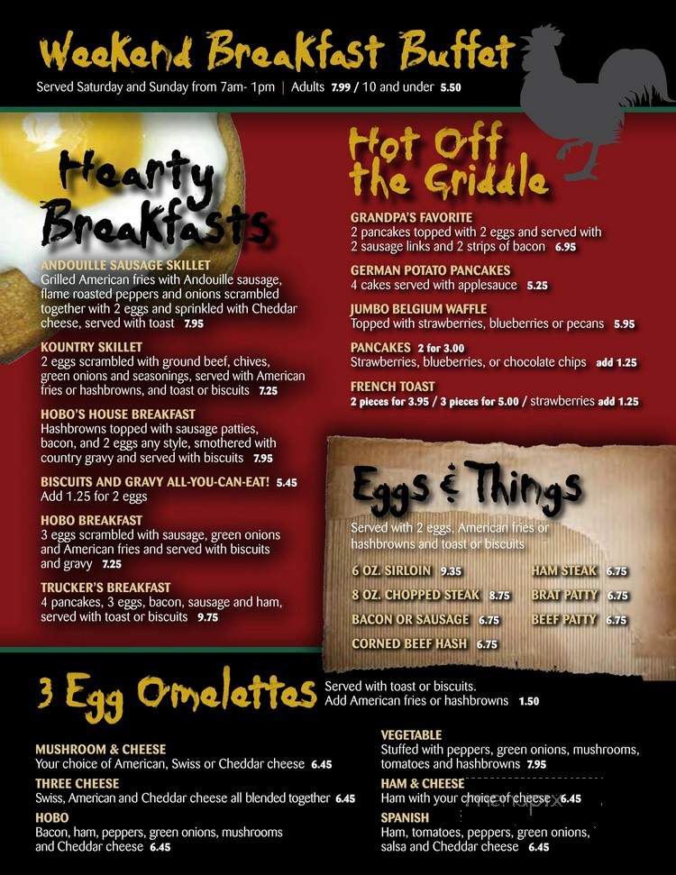 Hobo's Korner Kitchen - Belgium, WI menu_pic