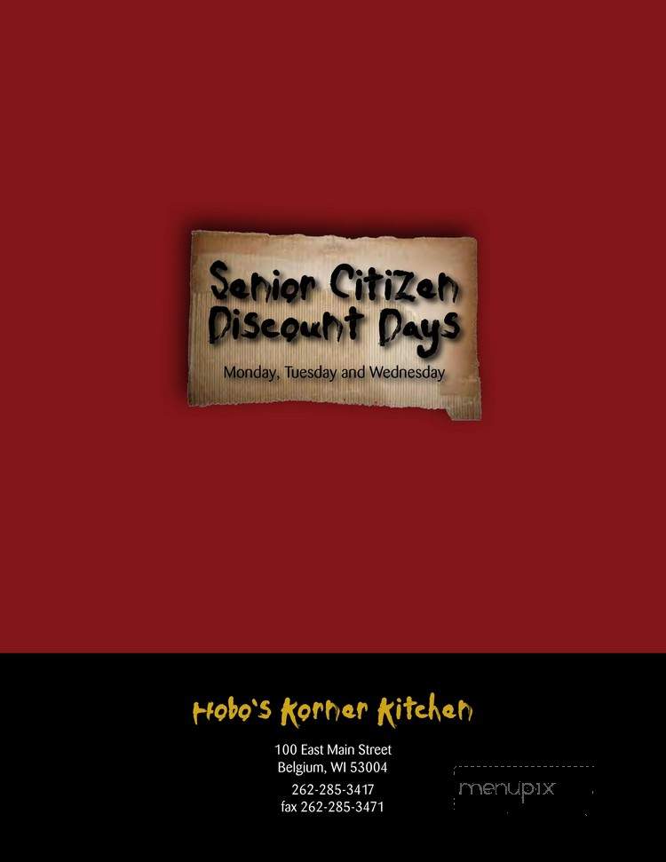 Hobo's Korner Kitchen - Belgium, WI menu_pic