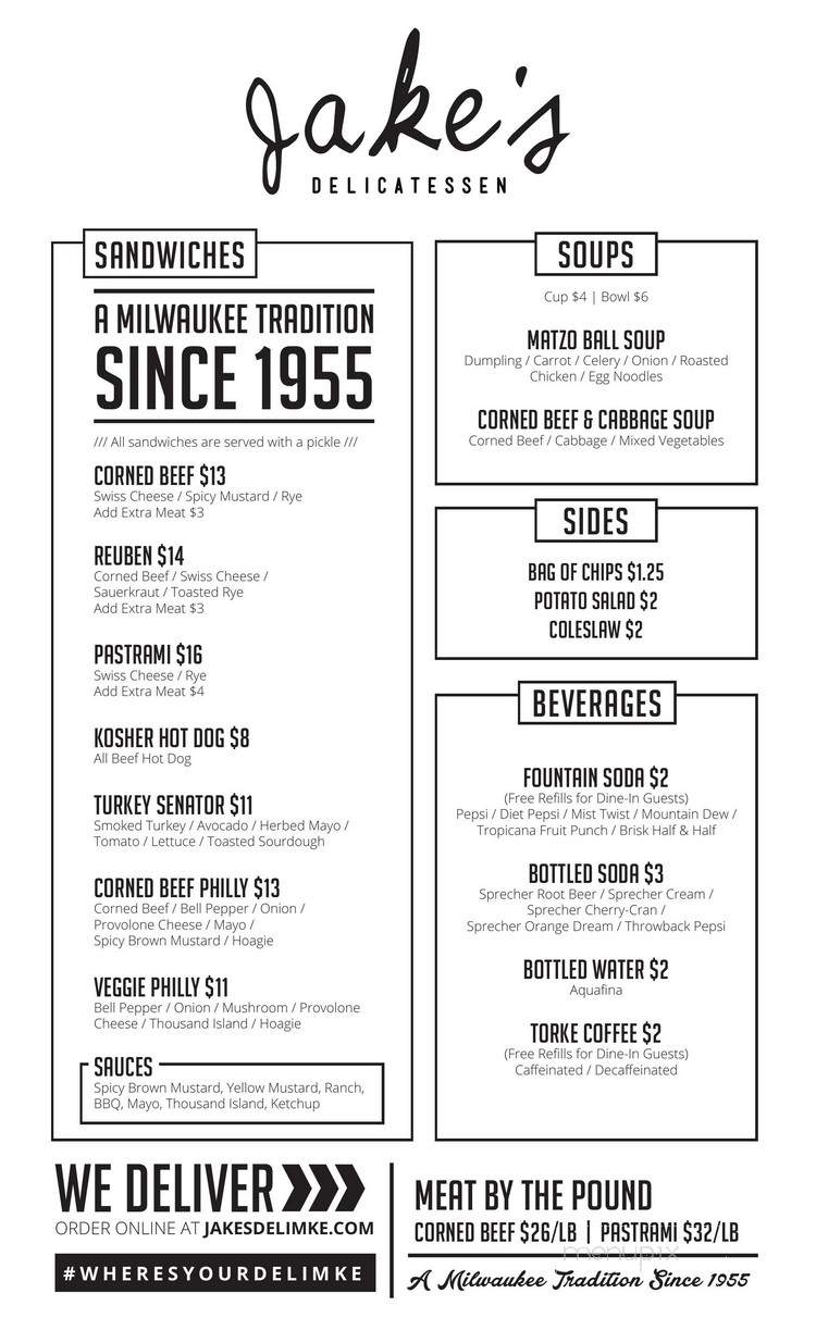 Jake's Delicatessen - Milwaukee, WI menu_pic