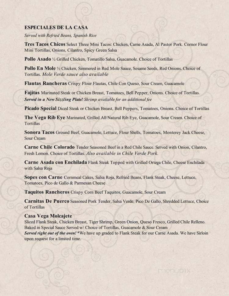 Casa Vega - Sherman Oaks, CA menu_pic
