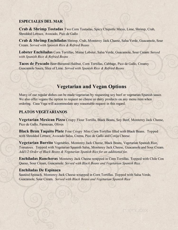 Casa Vega - Sherman Oaks, CA menu_pic