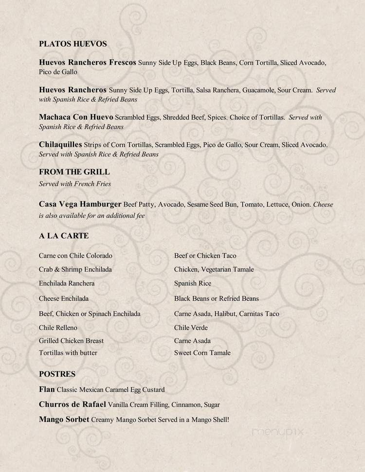 Casa Vega - Sherman Oaks, CA menu_pic