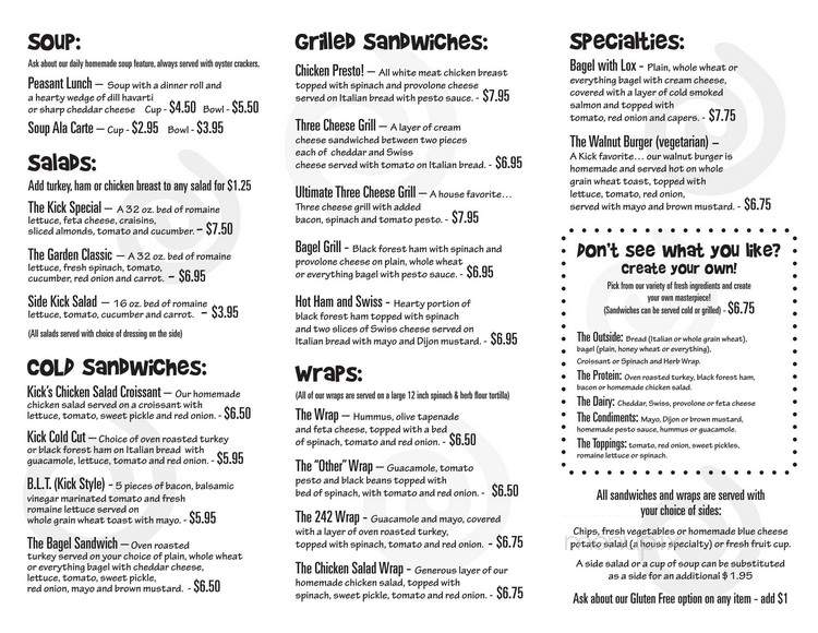 Kick Coffee - Sturgeon Bay, WI menu_pic