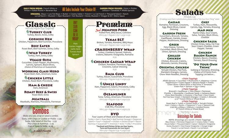 Lindy's Subs & Salads - La Crosse, WI menu_pic