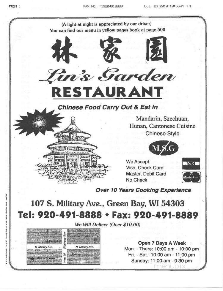 Lin's Garden - Green Bay, WI menu_pic