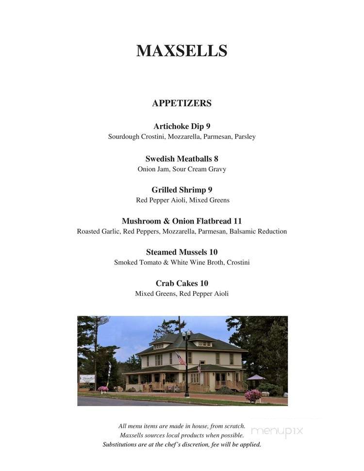 Ash’s Maxsells Suites & Celebrations - Florence, WI menu_pic