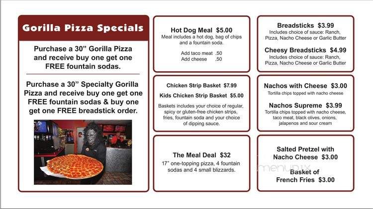 Monkey In The Middle Pizza Co - Eau Claire, WI menu_pic
