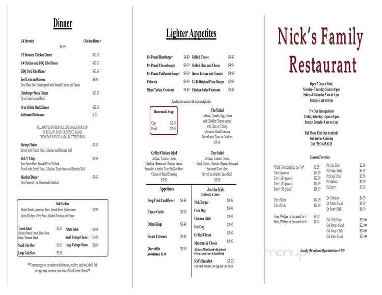 Nick's Family Restaurant - Spooner, WI