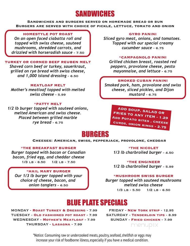 Nicolet Restaurant - De Pere, WI menu_pic