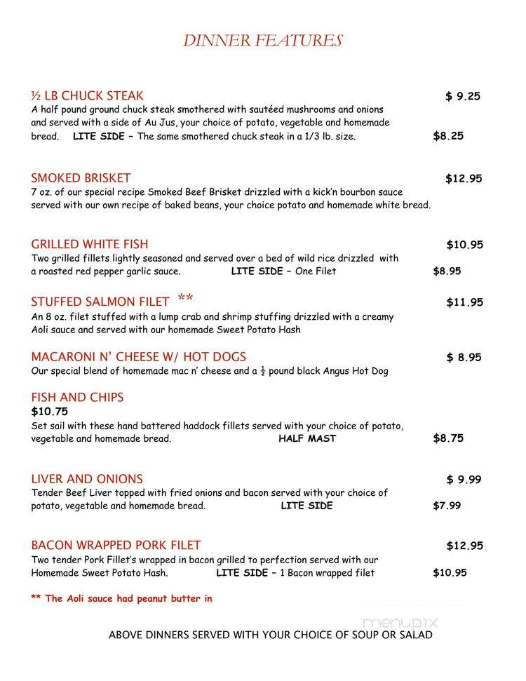 Nicolet Restaurant - De Pere, WI menu_pic