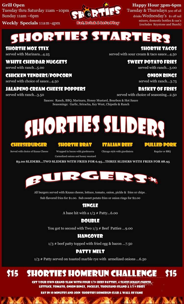 Player's Bar & Grill - Ripon, WI menu_pic