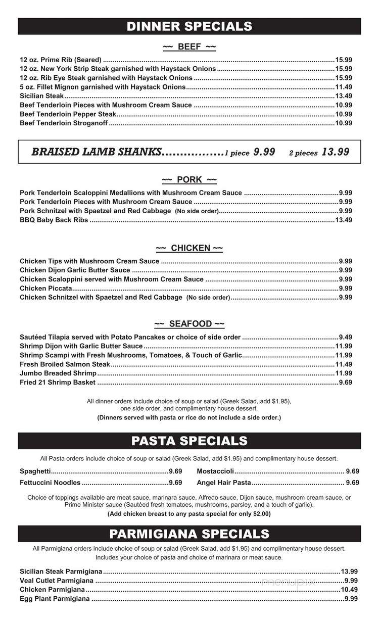 Prime Minister Family Restaurant - Thiensville, WI menu_pic