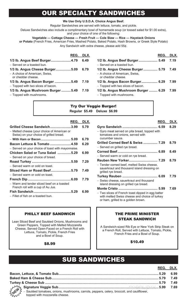 Prime Minister Family Restaurant - Thiensville, WI menu_pic