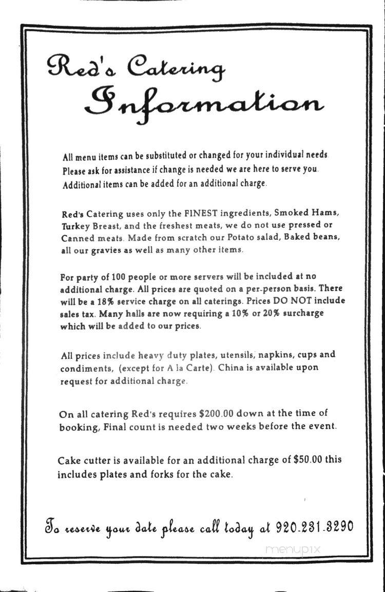 Red's Pizza - Oshkosh, WI menu_pic
