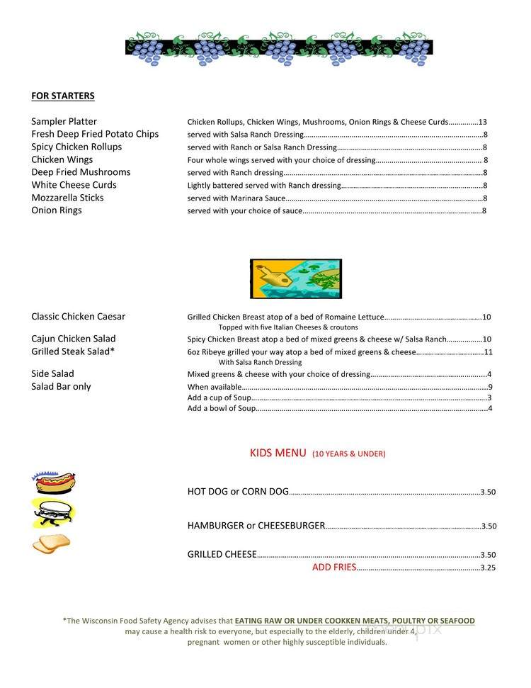 Sunset Bay On Solberg Lake - Phillips, WI menu_pic